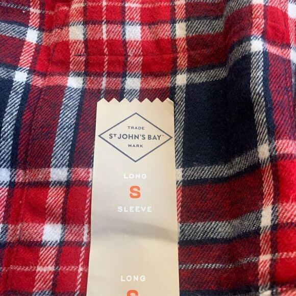 St. John’s bay quality mens wear size long sleeve, Navy red plaid super soft - Picture 4 of 8